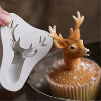 new 3d stag head cake mold christmas deer silicone chocolate fondant mould household baking decorating tools accessories hot