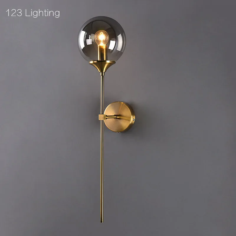 Светодиодный настенный светильник из стекла с одной головкой прикроватный для