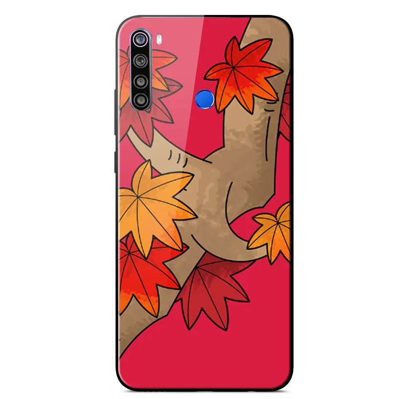

For RedMi Note 8T Case Fashion Painted pattern Mirror Tempered glass shockproof Back Cover For RedMi Note 8T Phone Case 6.3 inch