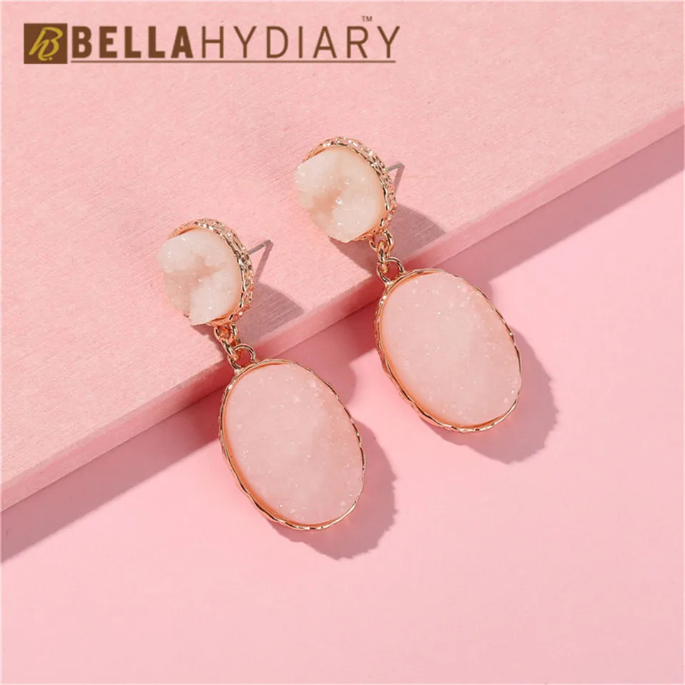 5 Bijoux необычные серьги из смолы Druzy, большие геометрические Висячие серьги для женщин, ювелирное изделие, массивные серьги Mujer Moda Ohrringe - Окраска металла: 5