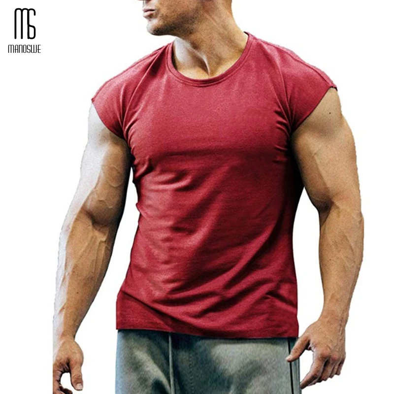 Мужской однотонный пуловер Manoswe облегающая футболка с круглым вырезом удобная