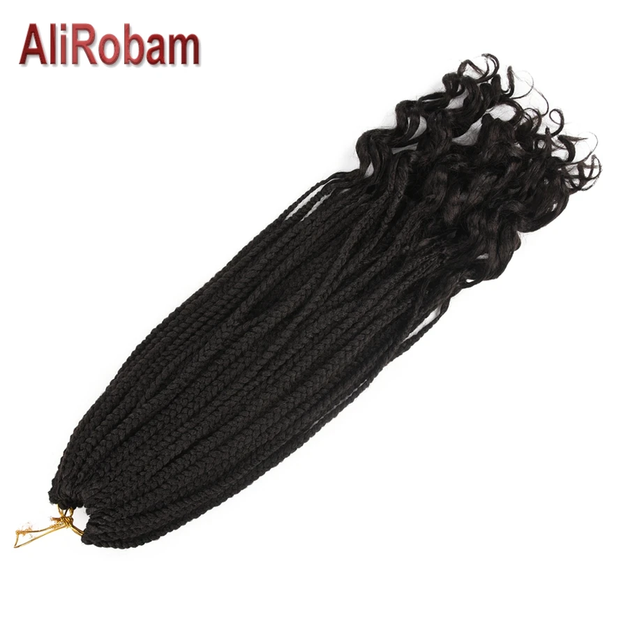 AliRobam Crochet Box Braid Goddess Messy Boho Synthetic Hair extensions 14 18 24inch 22 strands/pc Braids Black Twist |