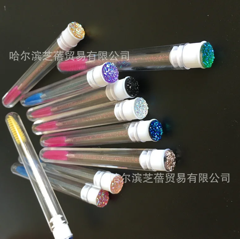

300pcs Eyelash Extender Disposable Eyebrow Brush Separate Tube Design Charming Diamond Bottom Mascara Stick