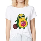 Футболка женская с изображением семьи авокадо и клубники, милая Повседневная рубашка с коротким рукавом, уличная одежда, белый цвет, на лето