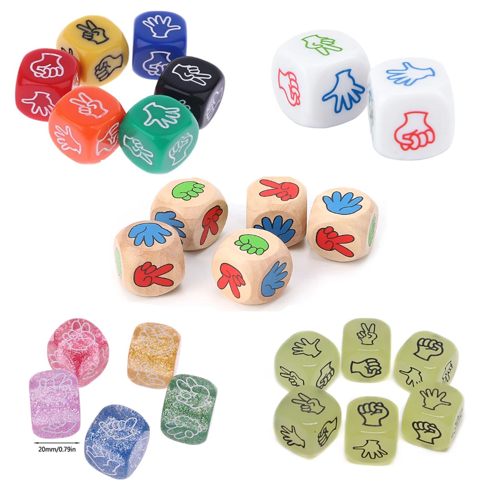 

10pcs/set Finger-guessing Game Dice Funny Dice Board Games Toy 20mm Stone Rock Paper Scissors Dice Family Party Supplies