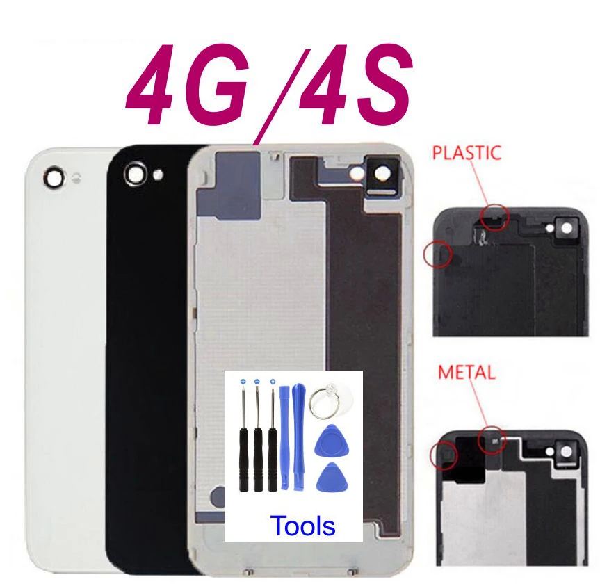 Для iPhone 4 4G 4S 5 5G 5S SE задняя крышка для мобильного телефона Корпус батареи металлический чехол 4 5 S G задний Чехол IP4 Белый Черный Замена