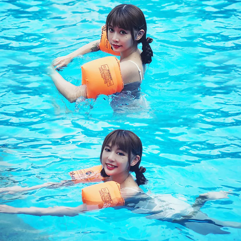 

1 Pair Swimming Arm Band Ring Floating Inflatable Sleeves for Adult Men Women Children Kids Safety Swimming Rings 24*19cm