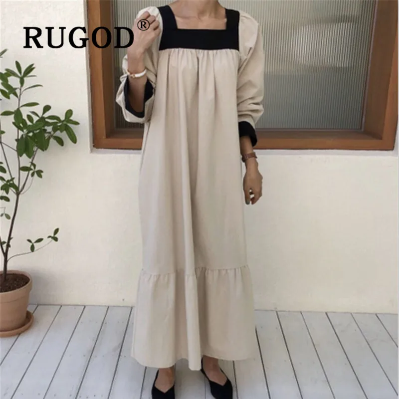 RUGOD новинка корейский стиль шикарное винтажное свободное квадратный воротник