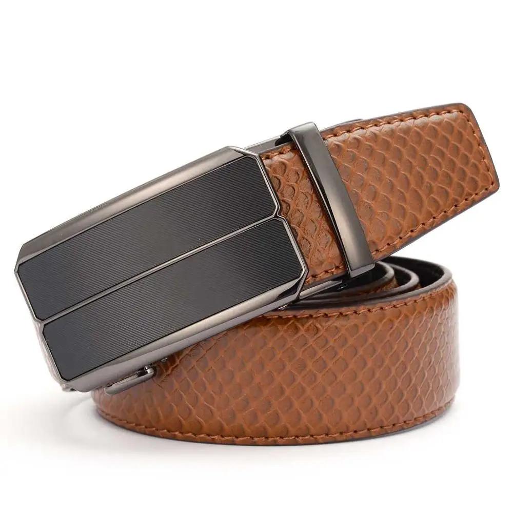 

Leather Belts for Men New Men's Real Leather Ratchet Dress Belt with Automatic Buckle