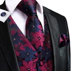 Жилет для мужчин Hi-Tie, 5 комплектов, жилетки для свадебного костюма, карманные Квадратные Запонки и галстуки, набор винтажных модных жилетов, 5 комплектов в комплекте
