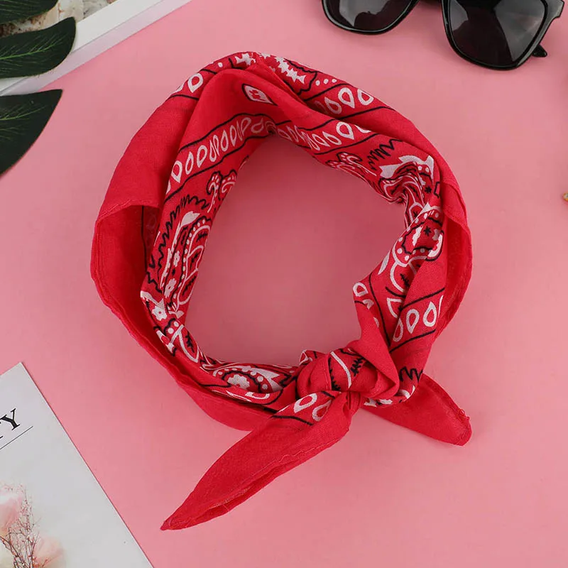 Outdoor Cool Activities Riding Collar Cute Women Print Bandana Scarf Square Head Scarf Female Motorcycle Headwear