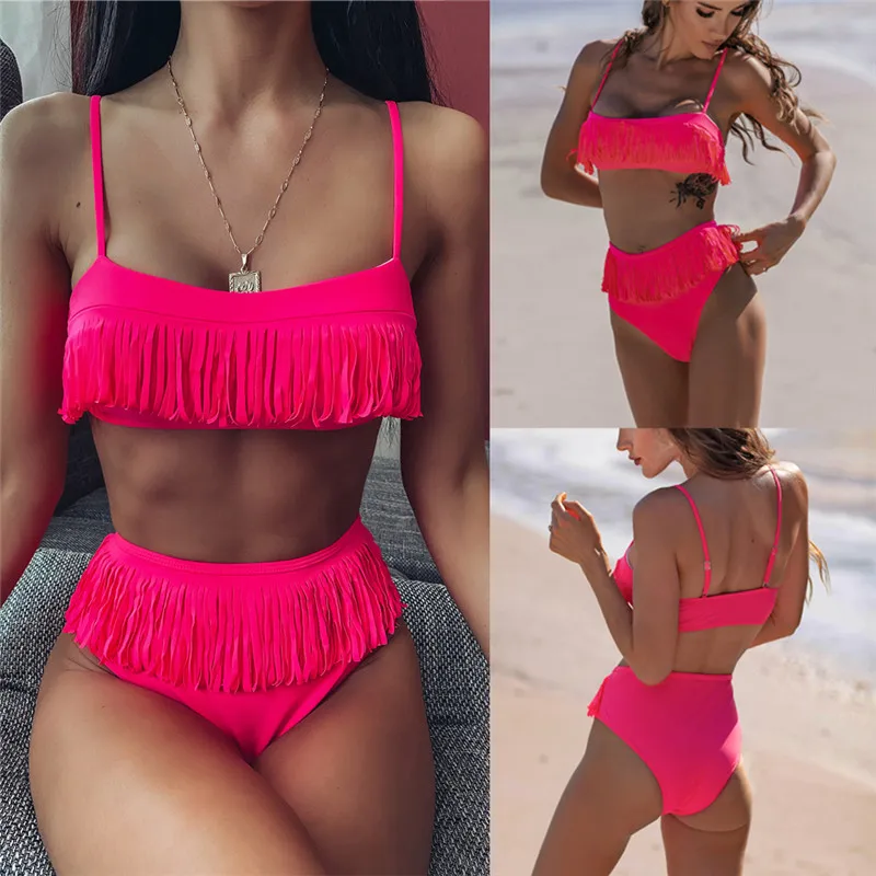 2020 бразильский Женский комплект бикини с кисточками купальник мягкими чашками