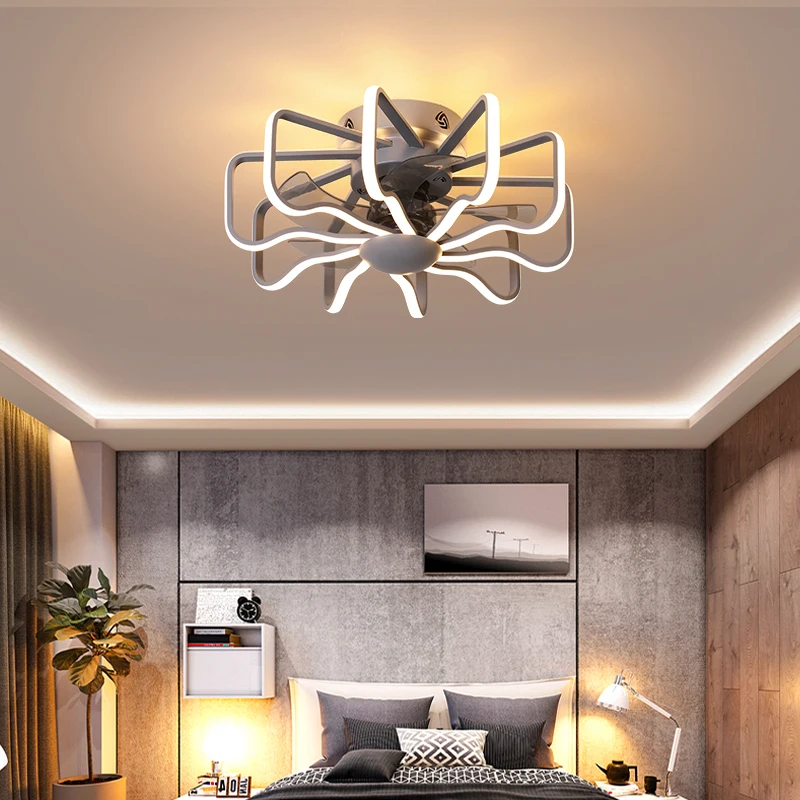 

Nordic bedroom fan lamp 110V 220V bedroom fan lamp with remote control high brightness LED lighting free delivery