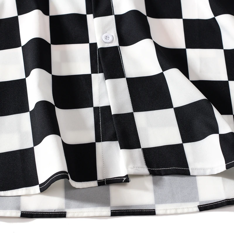 

Hip Hop Harajuku Plaid Utopia Shirts Men High Street Hip Hop Harajuku Long Sleeve Shirt Couple Back Print Casual Shirt Women