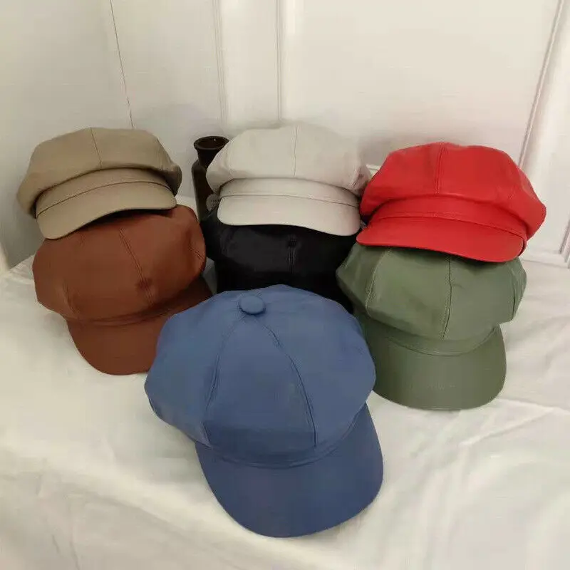 Женский берет из искусственной кожи 8 в винтажном стиле шапка французского