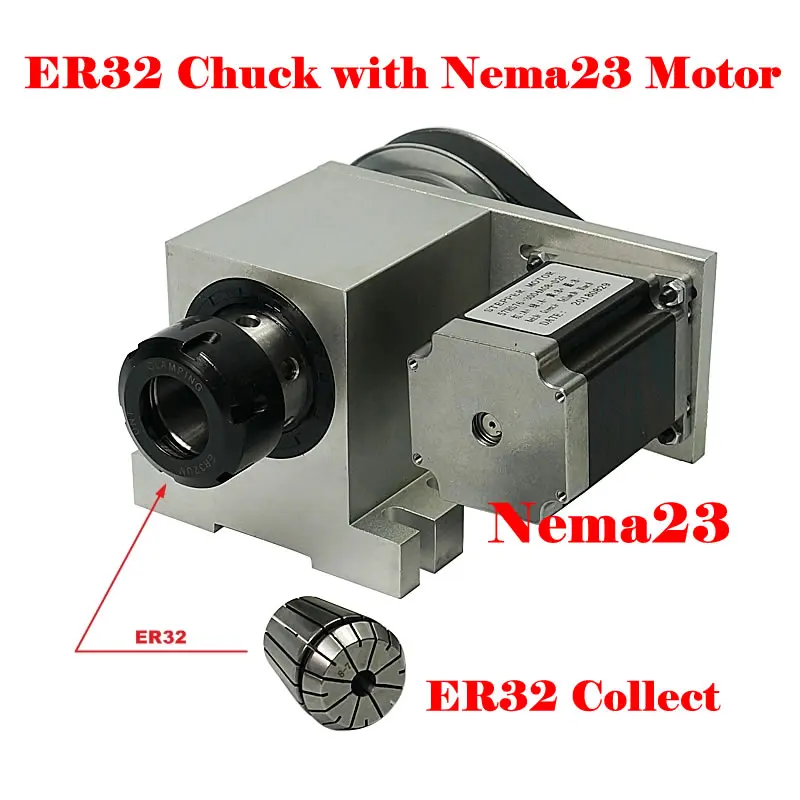 

ER32 CNC Chuck 4th axis A aixs Rotary axis with ER32 Collet for CNC Woodworking Router CNC Milling Engraving Machine Tool Kit