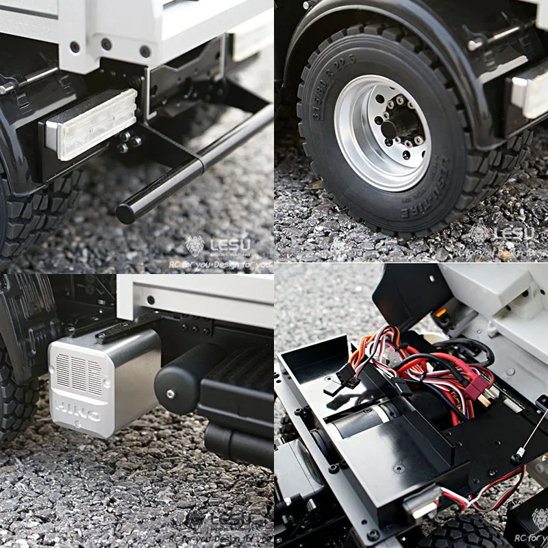 LESU 1/14 замок дифференциальный Hino700 6x6 металлический гидравлический самосвал RC