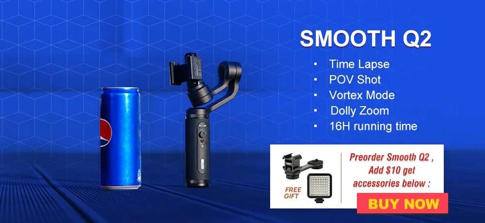 Zhiyun Smooth Q2 3-осевой ручной шарнирный стабилизатор для камеры GoPro для смартфонов экшн Камера Портативный Sjcam вертикальную съемку PK гладкой 4