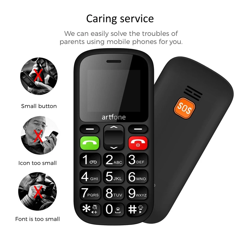 Большая кнопка мобильный телефон для пожилых людей Artfone CS181 обновленный GSM с