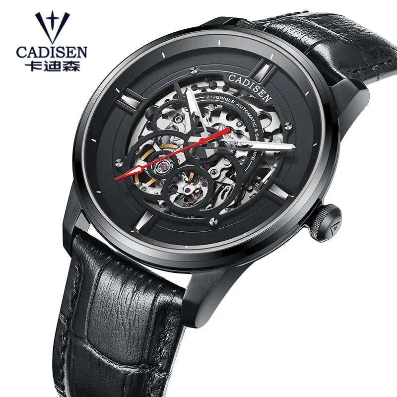 Часы наручные CADISEN Мужские автоматические роскошные механические часы скелетоны