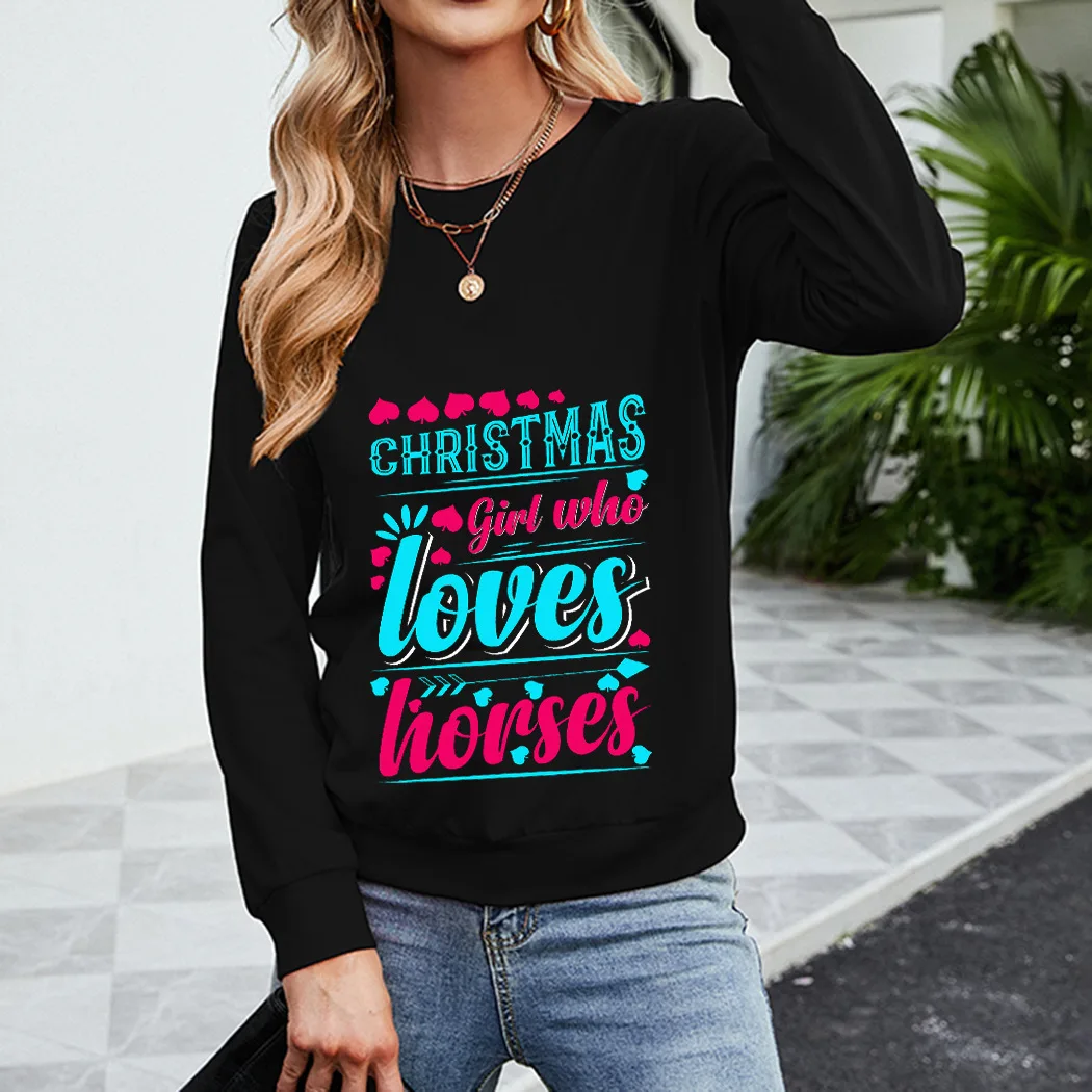 

Fashion America Sweatshirts Pattern Print Ladies Sleeve Street Clothes Fall spring O-neck Hoodies Women Leisure Sports
