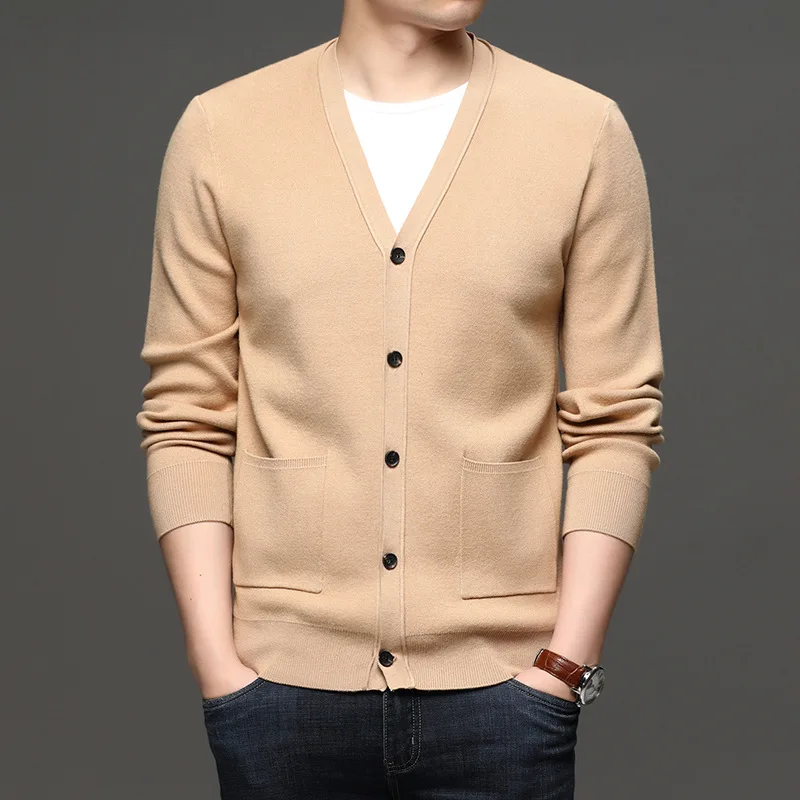 

5 Colors Men's Casual Solid Color Sweater Cardigan 2021 Autumn New Thin Coat Classic Style Knitting Sweater Male Brand Clothes