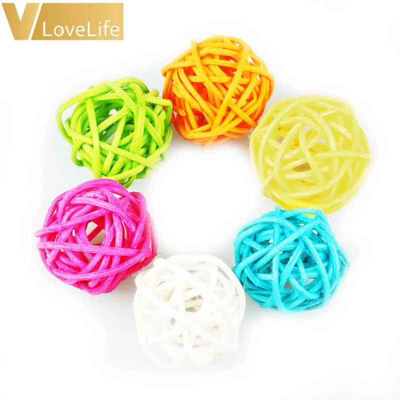 30 шт./лот ротанговый шар для детского душа 3 см Новогоднее украшение Ротанговые