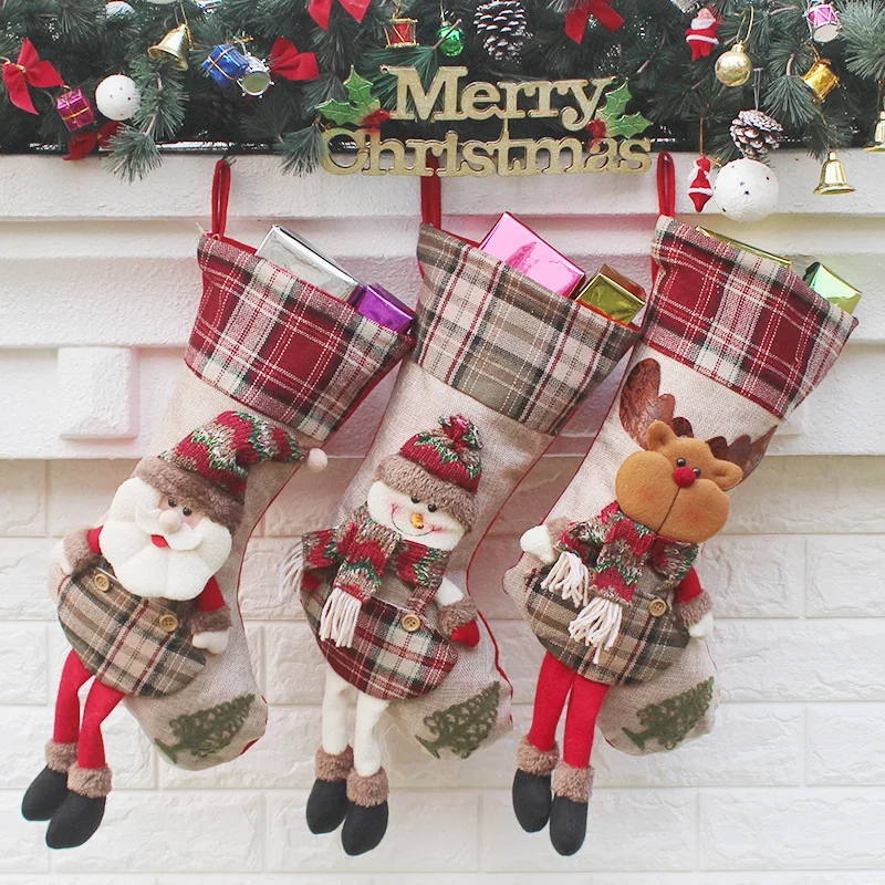 

Christmas ornament candy bag Santa Claus sock bag Christmas sock gift bag santa sacks christmas stockings gift bag