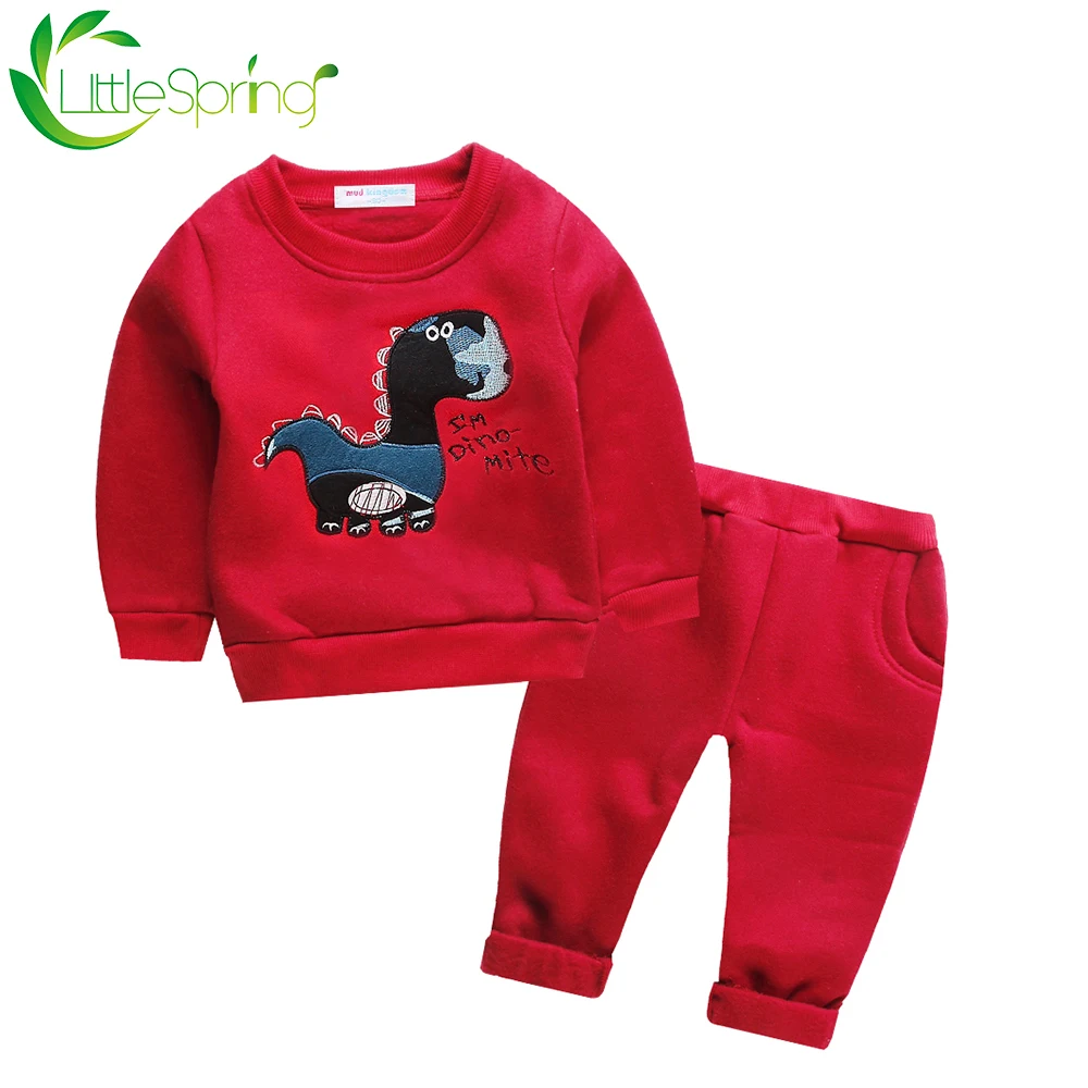 LittleSpring/повседневная одежда для маленьких мальчиков и девочек Теплая Флисовая с