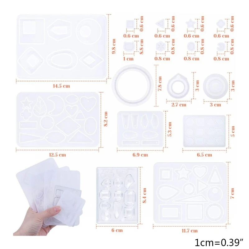 

1 Set Crystal Epoxy Resin Mold Kit Earring Pendants Silicone Mould with Earring Hooks Jump Rings DIY Crafts Jewelry Making Mater