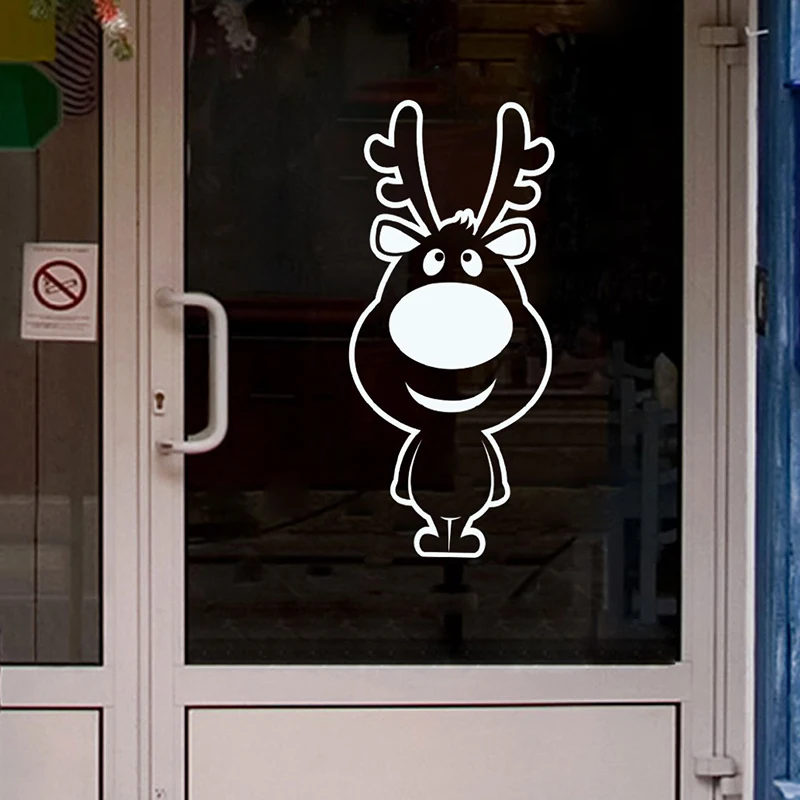 Рождественские наклейки на стену большой нос олень магазин Декор для оконного
