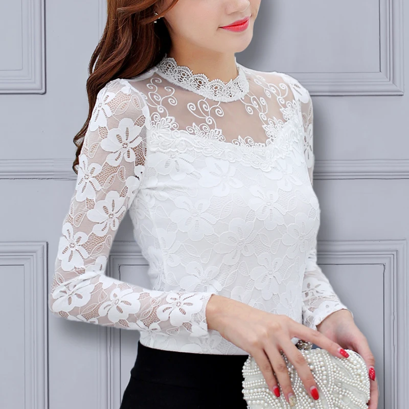 Blusas Mujer De Moda 2021 женские блузки белая рубашка кружева выдалбливают стенд с