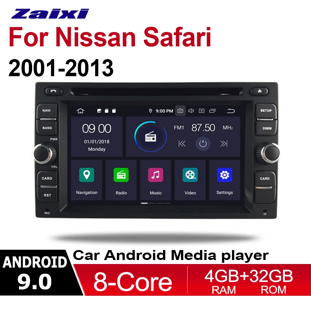Автомобильный мультимедийный плеер ZaiXi 2 Din Android 9 Автомагнитола для Nissan saфари 2001 ~