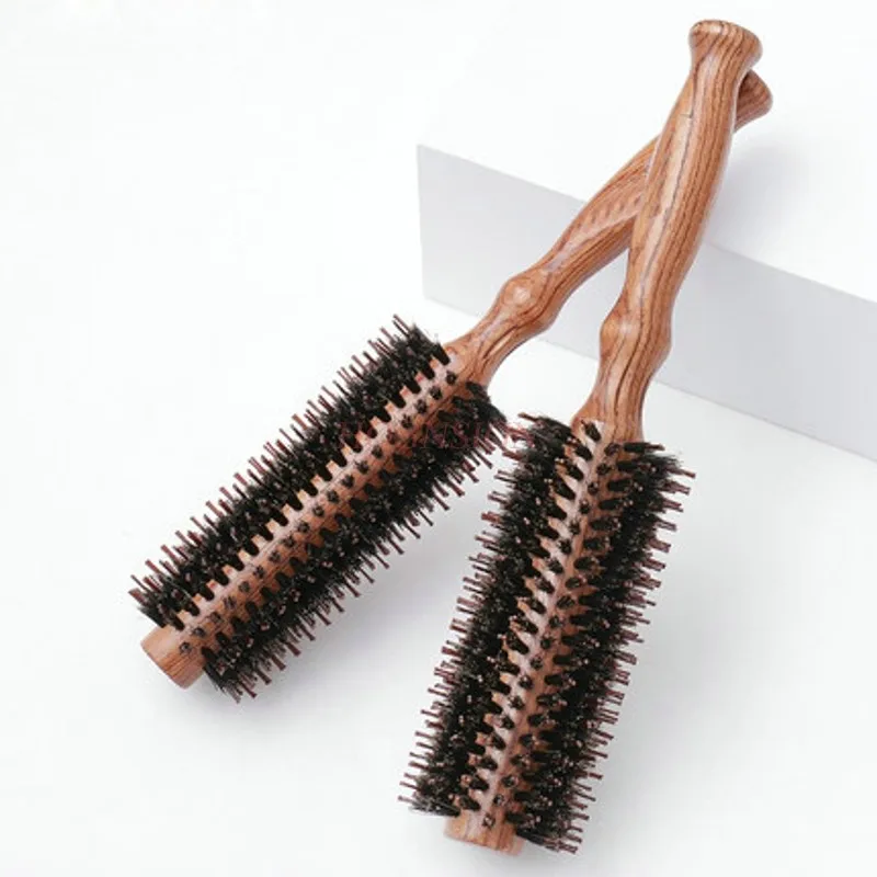 comb hairdressing Hair Salon Professional Pig Mane Combs Round Roll Hairbrush Inside Buckle Pear Head Curly Style Volume Comb