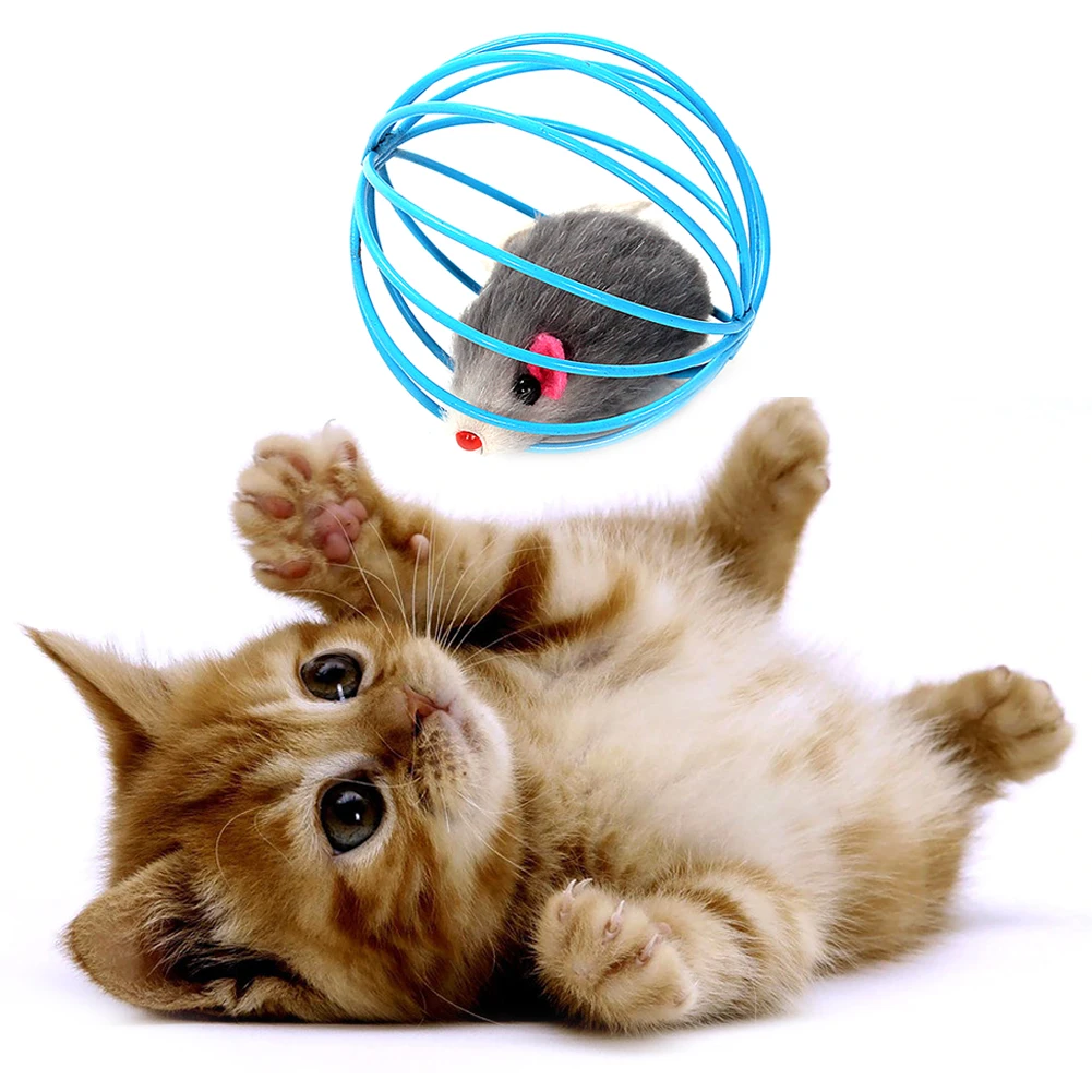 Котенок питомец милая искусственная мышь в прокатки крысы шарик для клетки