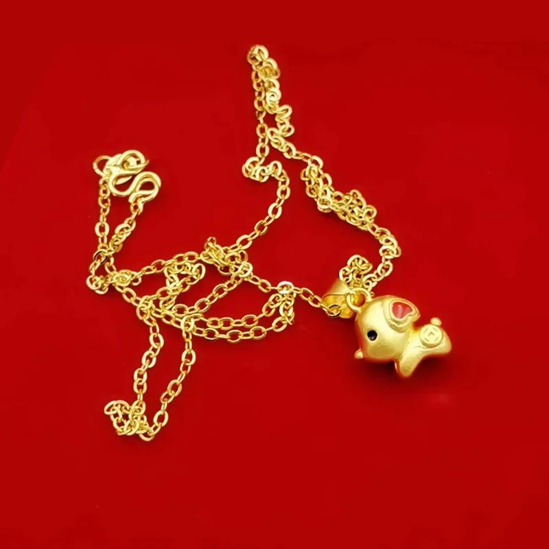 Оптовая цена подвески и ожерелья из чистого золота для женщин/девушек ожерелье в
