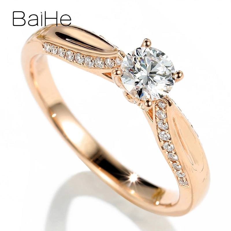 BAIHE Solid 14K покрыто розовым золотом 0 30-0.40ct/0.50ct без основной камень Обручальное