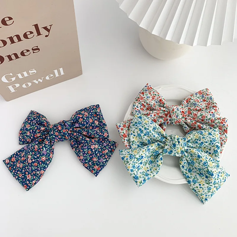 

Floral Printing Bow Sweet Hair Accessories Hair Pins for Kids Girls Children Hair Clips Barrettes 2021 Fashion Headwear