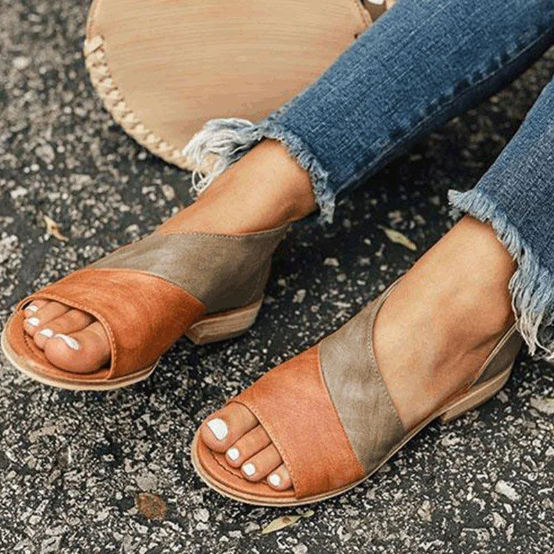 Сандалии женские с открытым носком босоножки на плоской резиновой подошве