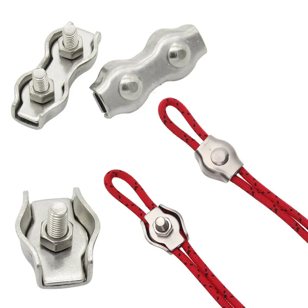 

5Pcs M2-M8 Stainless Steel Simplex 1/2-Post Bolt Clip Wire Rope Cable Clamp Caliper Rope Simple Grip Decorative chuck