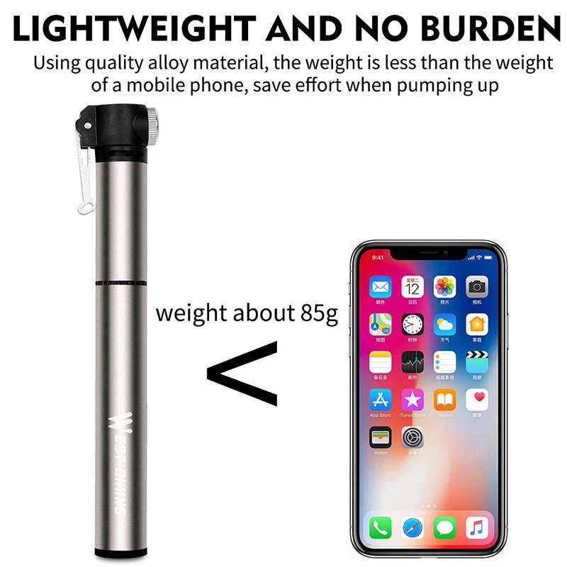 WEST BIKING мини велосипедный насос алюминиевый сплав ультра светильник MTB шоссейный