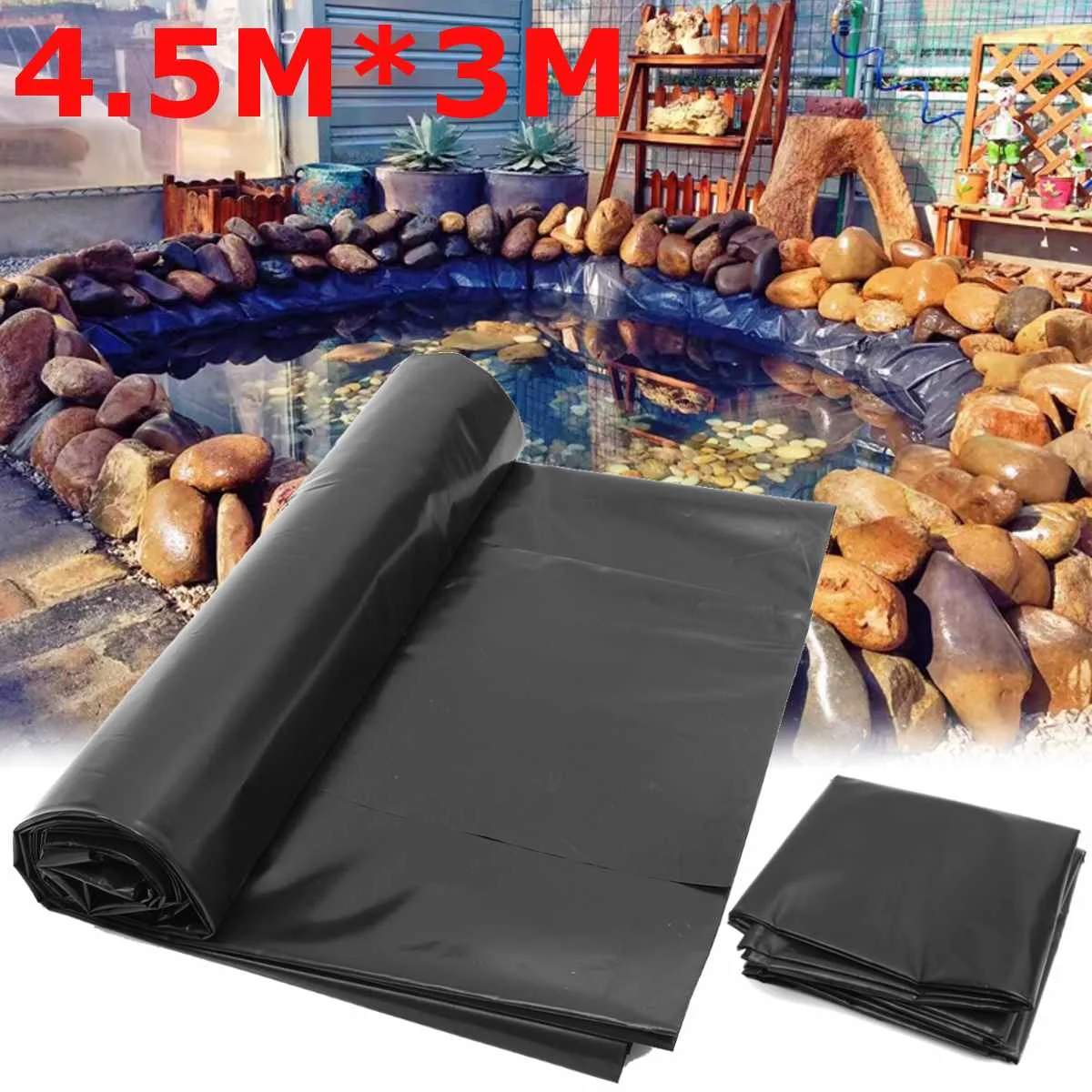

4.5X3M HDPE Fish Pond Liner Garden Pond Landscaping Pool Reinforced Thick Heavy Duty Waterproof Membrane Liner Cloth Guaranty