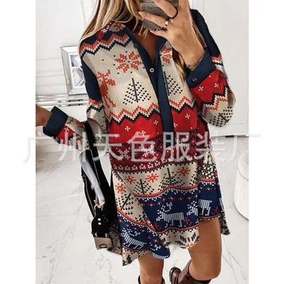 

И осеннее рождественское платье с длинным рукавом и V-образным вырезом