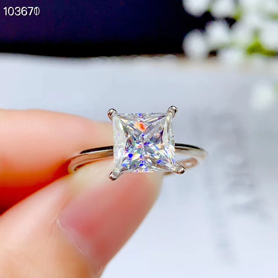 

2020 square crackling moissanite gemstone ring for women jewelry engagement ring for wedding real 925 silver ring birthday gift