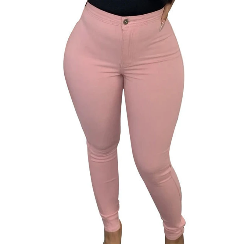 

Plus Size S-3XL Solid Stretchy Pencil Pants for Women Button Fly Highly Elastic Slim Ankle Length Trousers Female Outfit