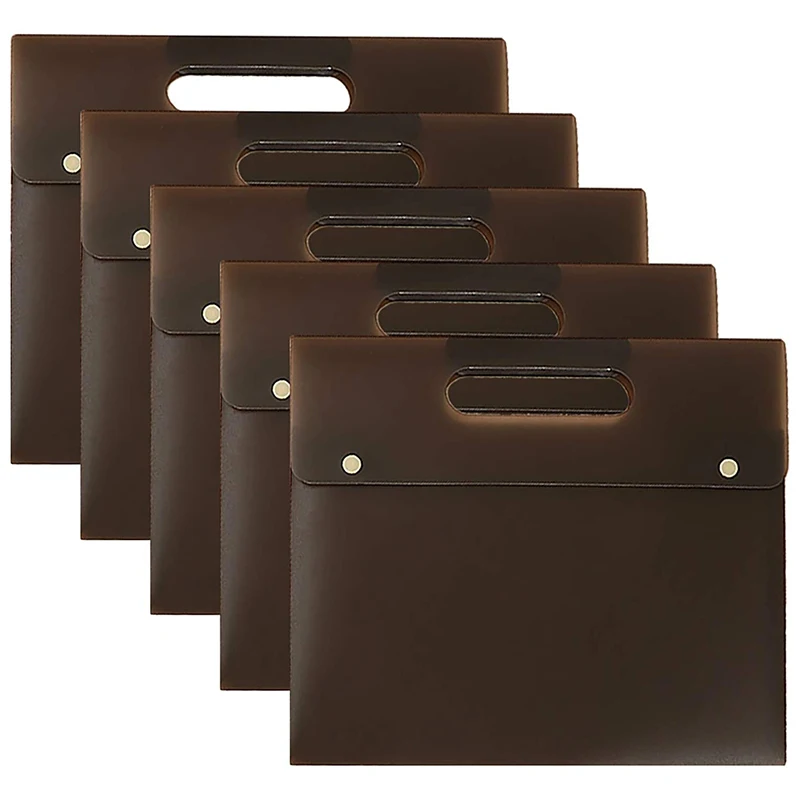 

A4 Plastic Envelope Folder Bag, Poly File Bag, Flat Project File, with Handle, 2 Snap Closures
