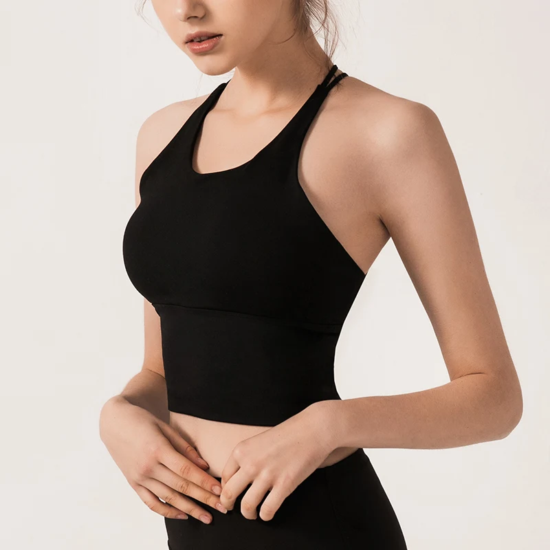 

Solid Color Strapless Crisscross Bra Shockproof Yoga Vest Fitness Bra Women's Yoga Clothes Sports Bras High Impact Sports Bra