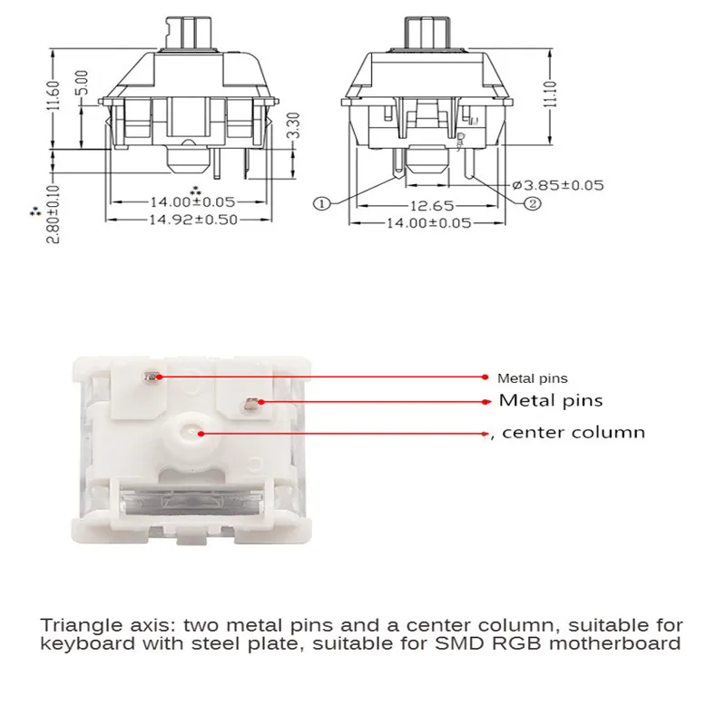 

Gateron SMD Switch Black Red Brown Blue White Green Yellow 3pin Is Suitable For Mechanical Gaming Keyboard GK61GK64 GH60 DZ60