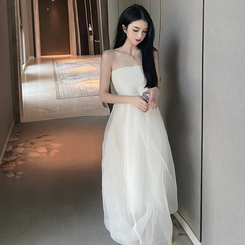 

Sexy Top Puff Mesh Color Net Red Elegant Dress
