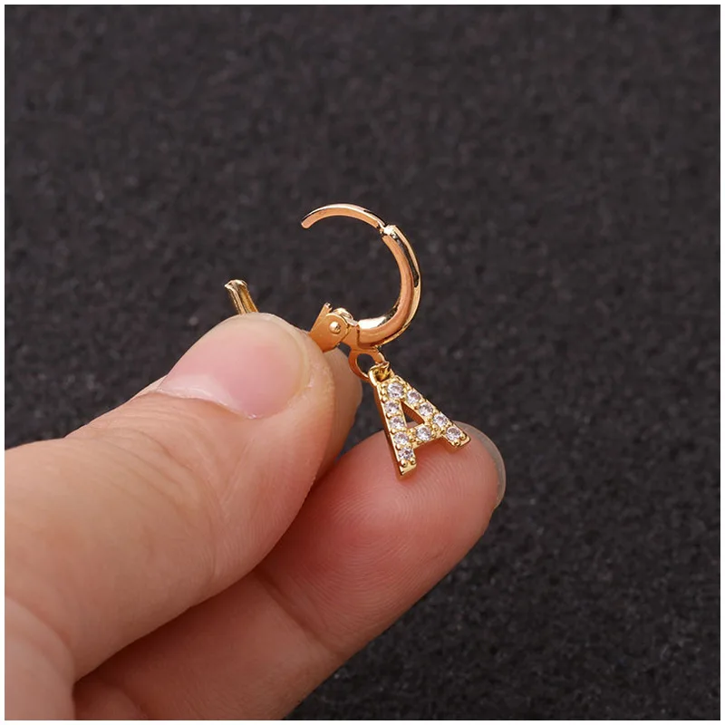 Серьги клипсы для Пирсинга Ушей с 26 буквами на английском языке|Серьги-гвоздики| |